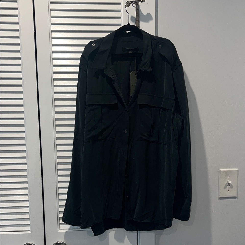 All Saints Charcoal Button-Up Shirt